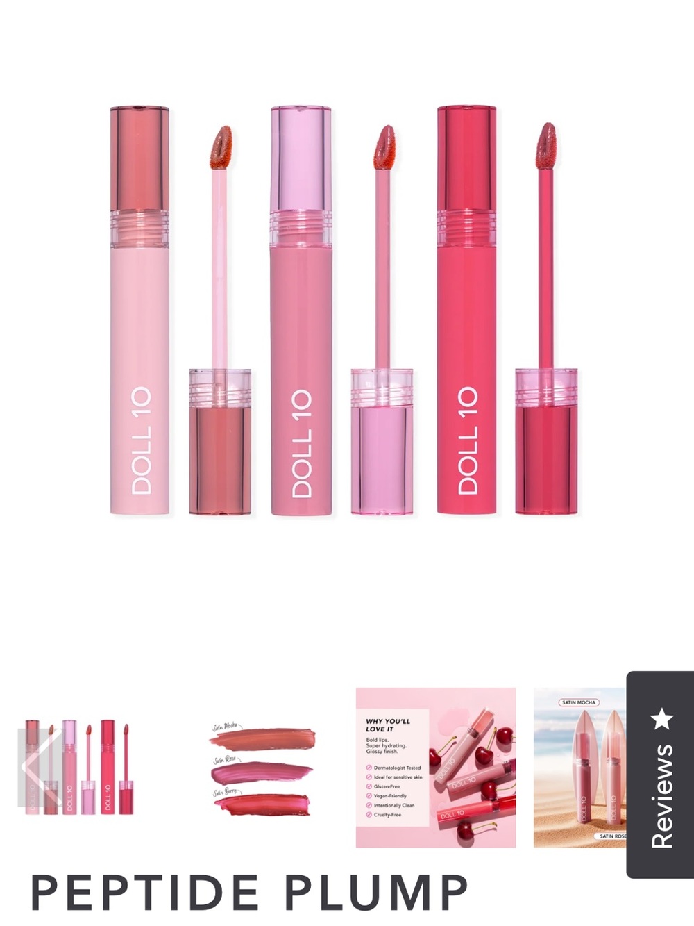 Doll 10 Peptide Plump Satin Lip Stains Trio Package
